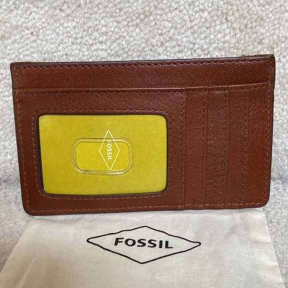 fossil logan leather zip slim wallet / card case - Picture 2 of 8